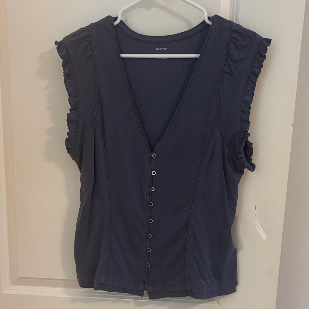 Maeve Midnight Blue Button-Down Blouse